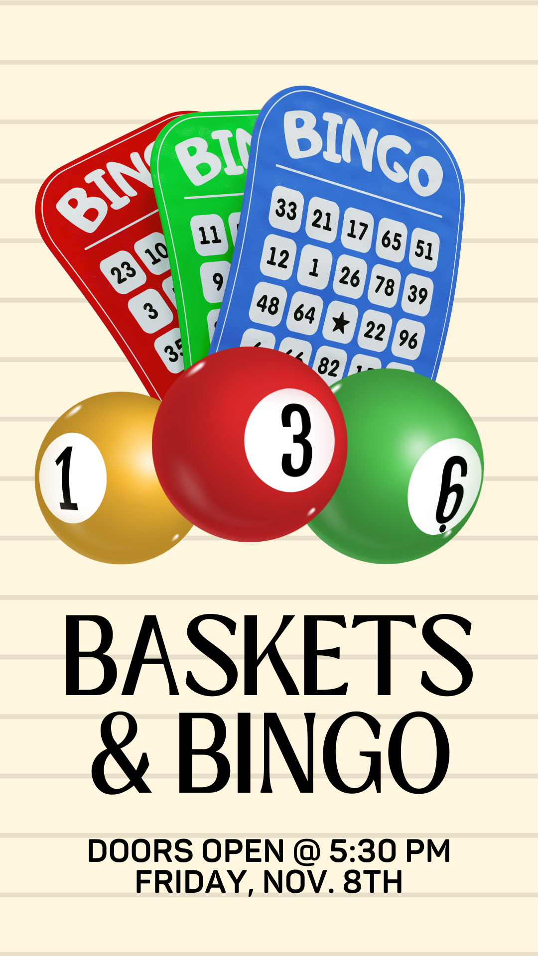 Baskets & Bingo at the NFB of PA State Convention with bingo cards and bingo balls.