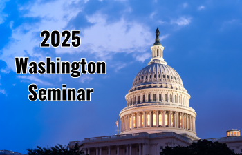 2025 Washington Seminar text on image of the Capitol dome.